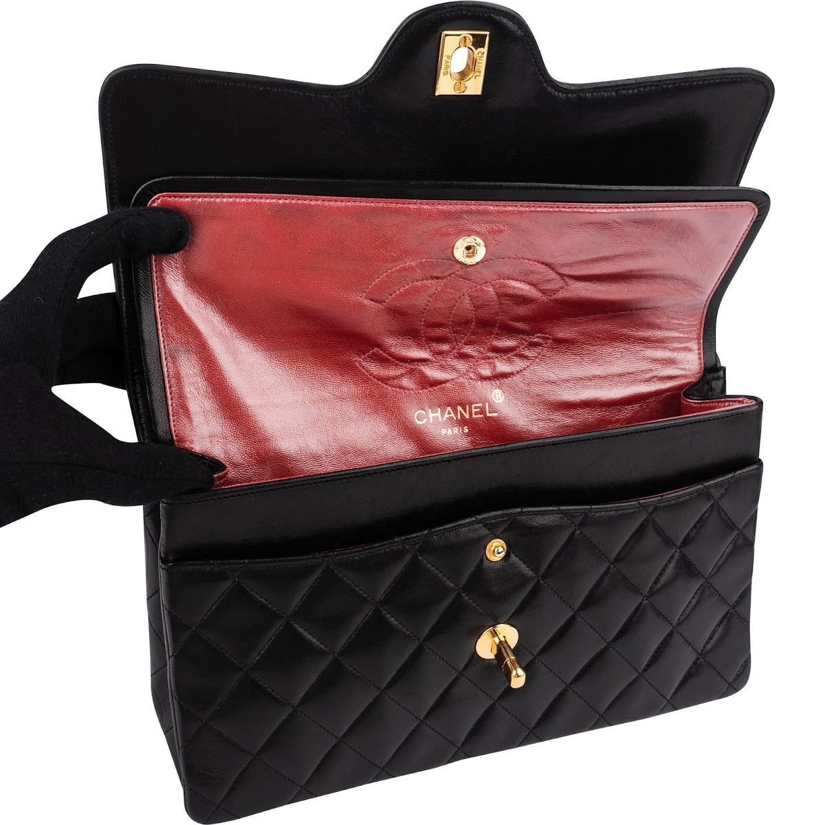 Chanel Quilted Lambskin 24K Gold Jumbo Double Flap Shoulder Bag