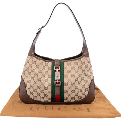 Gucci Monogram GG Canvas Jackie O Web Shoulder Bag New Model