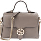 Gucci Taupe Grained Leather Interlocking GG Top Handle Handbag