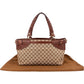 Gucci Monogram GG Canvas Woven Handle Babouska Tote Shoulder Bag