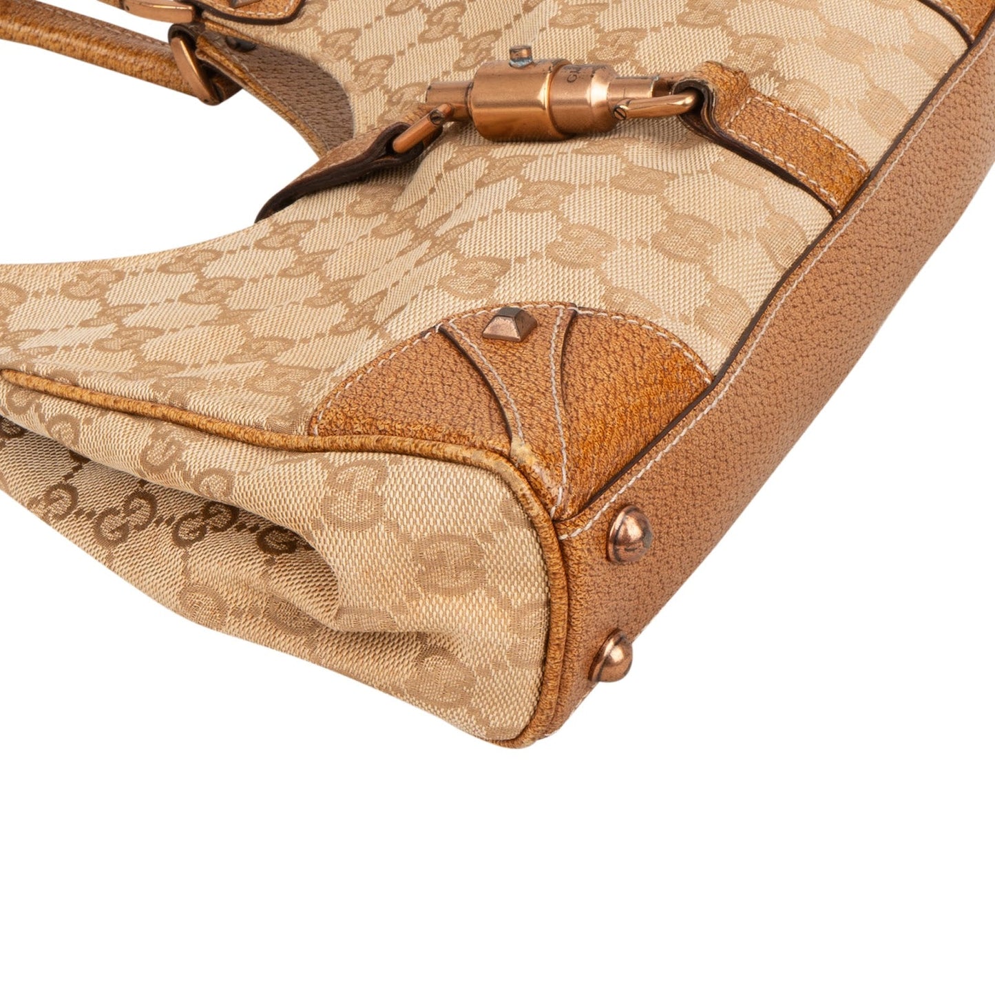 Gucci Monogram GG Canvas Lizard-Embossed Leather Small New Jackie Shoulder Bag