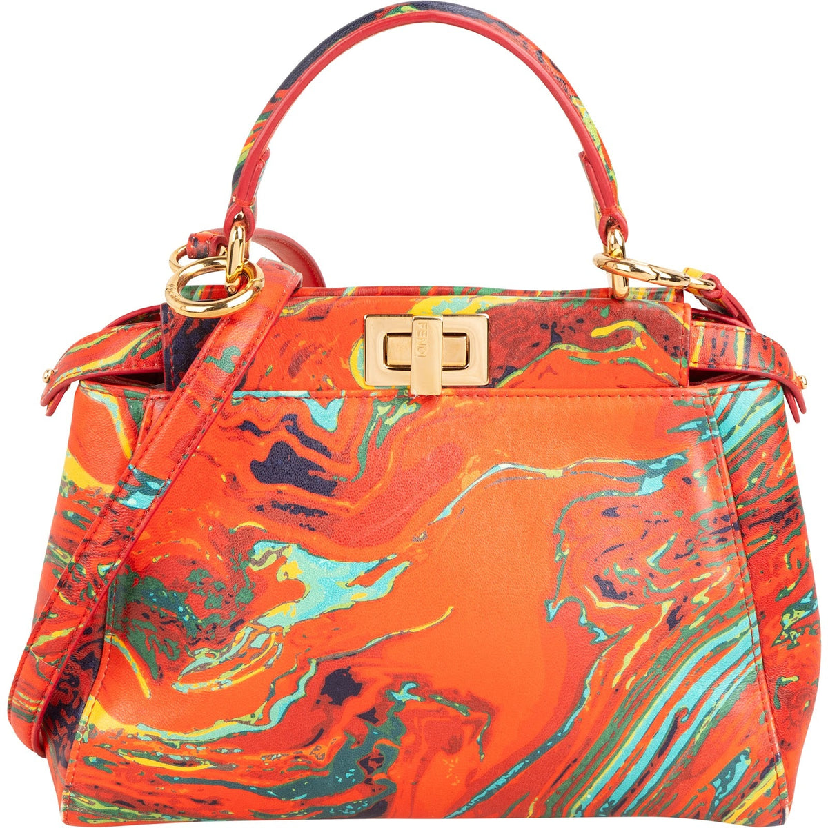 Fendi Multicolor Swirl Print Peekaboo Mini Handbag