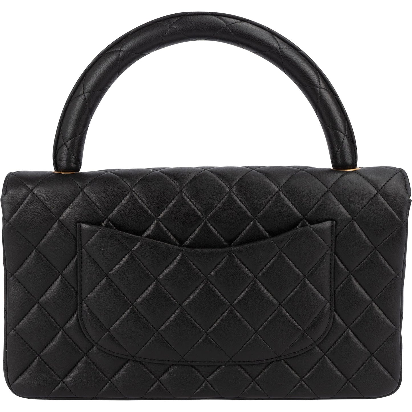 Chanel Quilted Lambskin Top Handle 24K Gold Single Flap Handbag