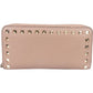 Valentino Grained Calfskin Rockstud Zip Around Wallet