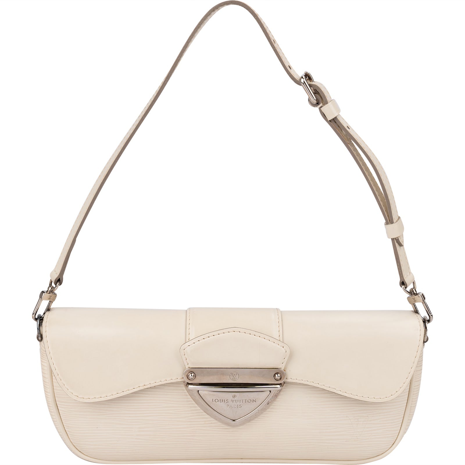 Louis Vuitton White Epi Leather Montaigne Clutch Shoulder Bag