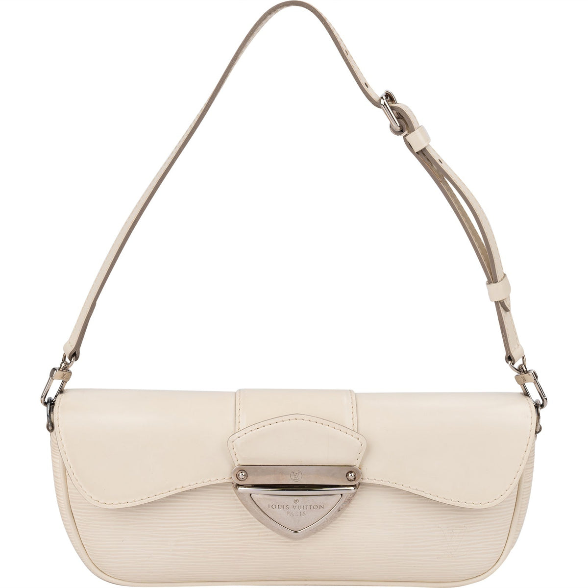 Louis Vuitton White Epi Leather Montaigne Clutch Shoulder Bag