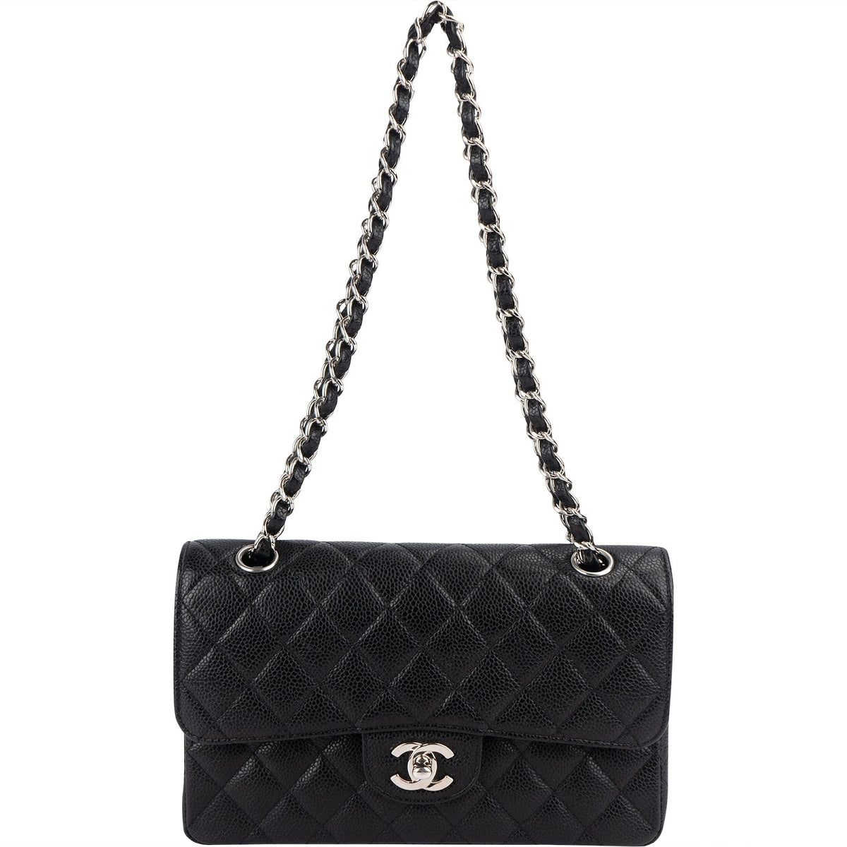 Chanel Quilted Caviar Leather Small Double Flap Shoulder Bag