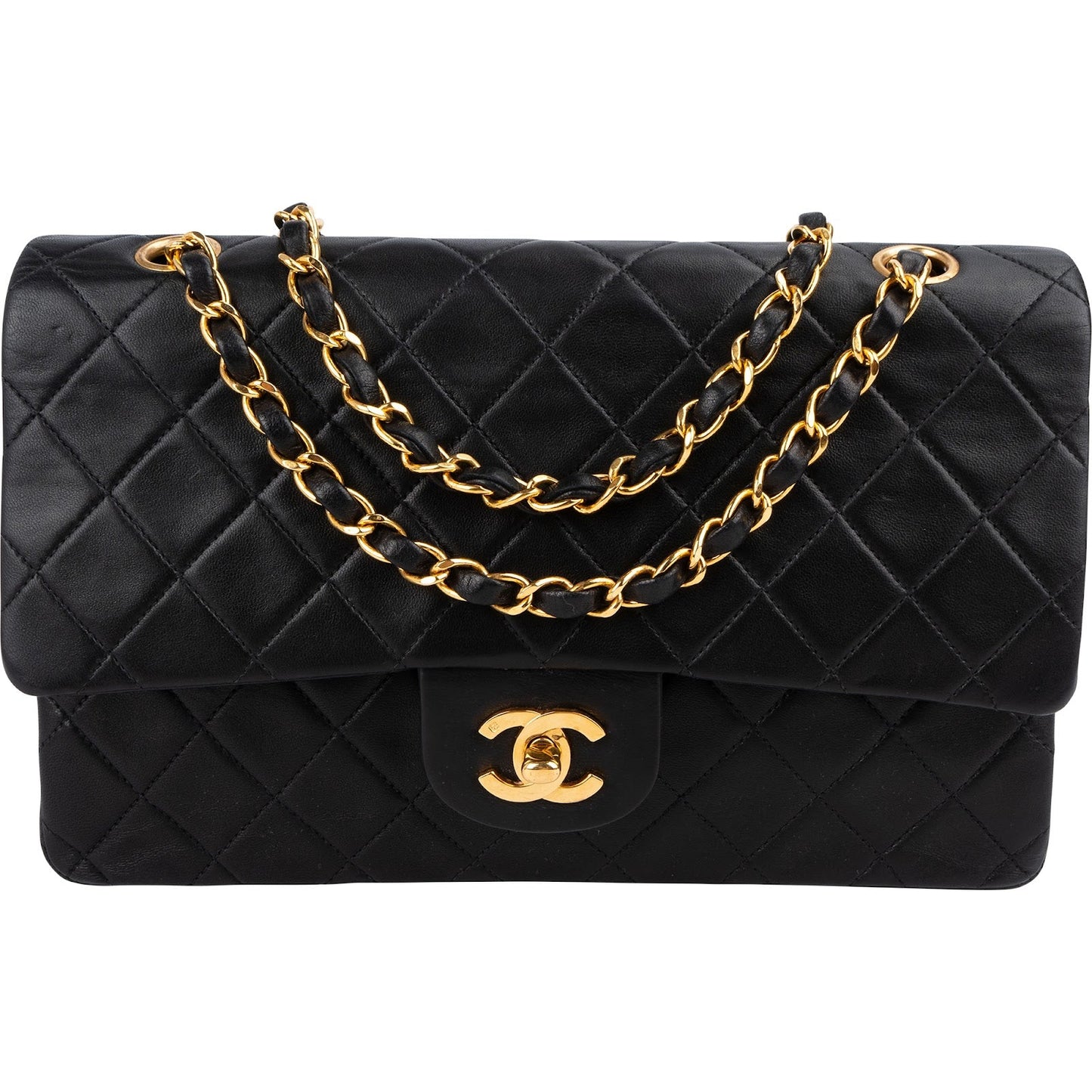 Chanel Quilted Lambskin 24K Gold Medium Double Flap Shoulder Bag