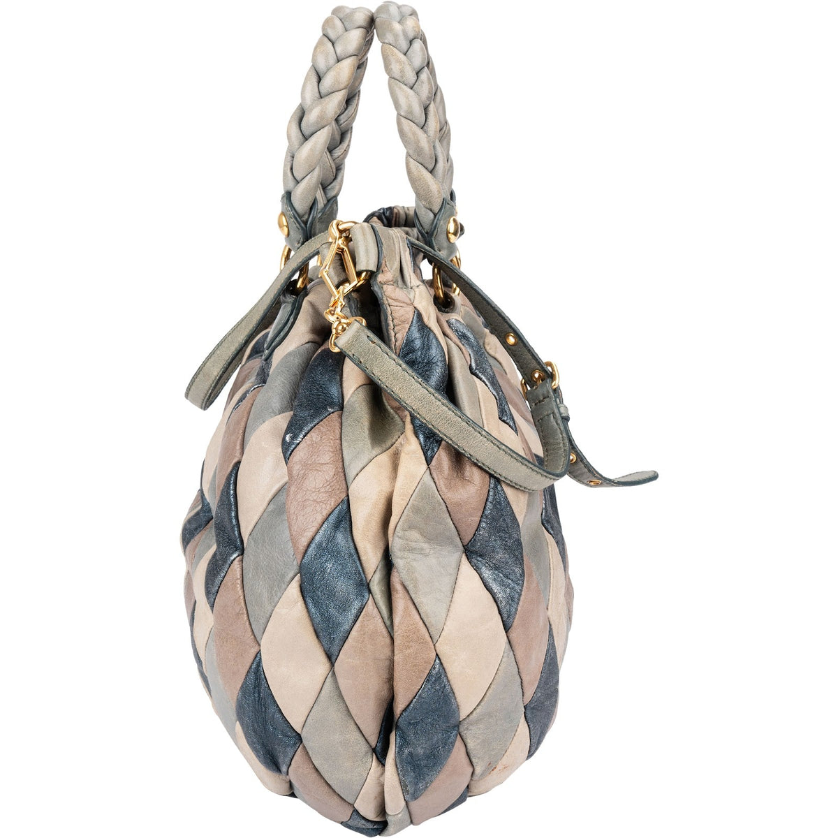 Miu Miu Patch aus mehrfarbigem gestepptem Vitello-Lux-Leder – Ansicht 5