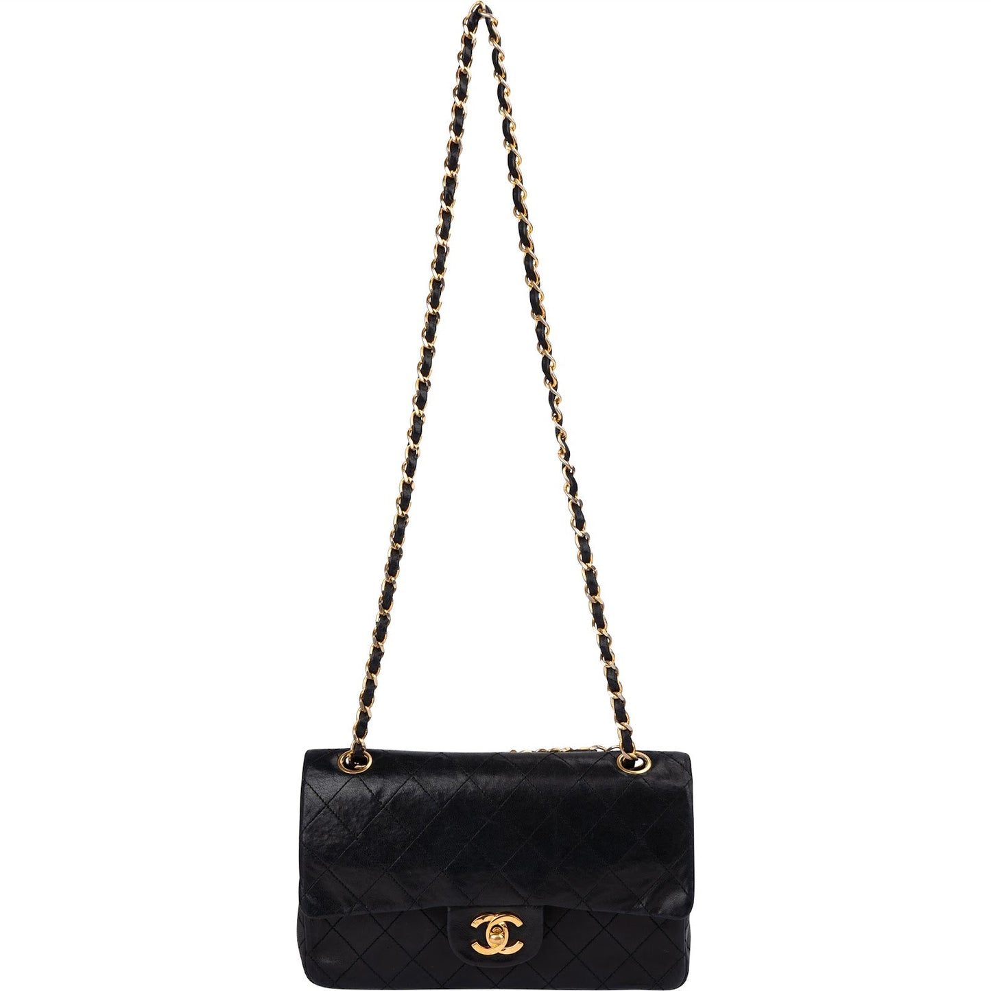 Chanel Quilted Lambskin 24K Gold Small Double Flap Shoulder Bag