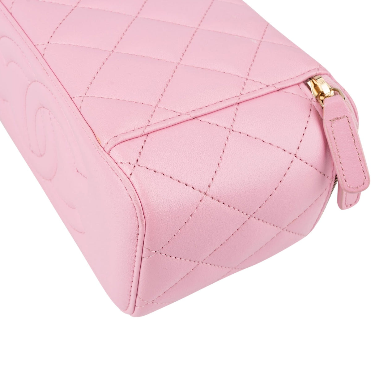 Chanel Pink Green Bicolor Quilted Lambskin Top Handle Vanity Case Crossbody Handbag