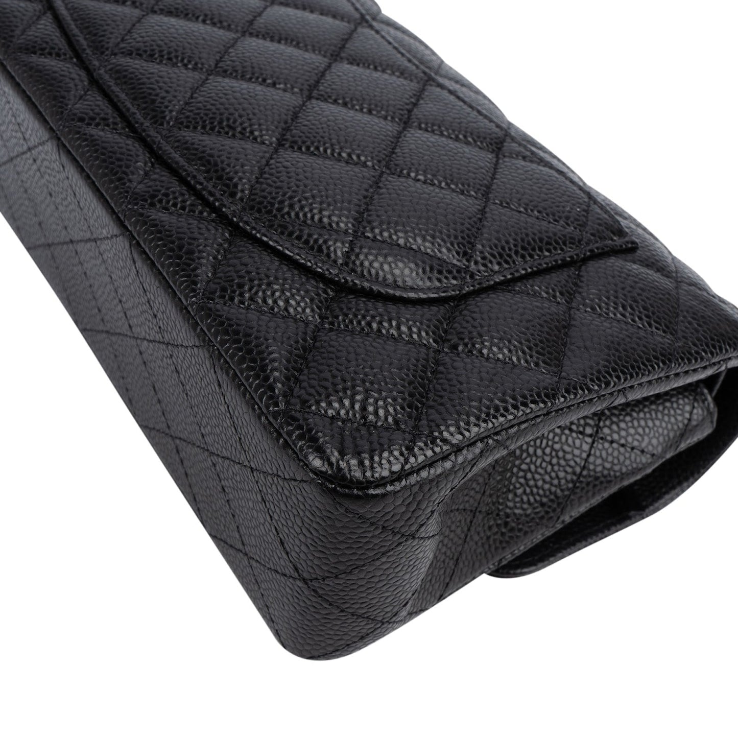 Chanel Quilted Caviar Leather Palladium Small Double Flap Shoulder Bag