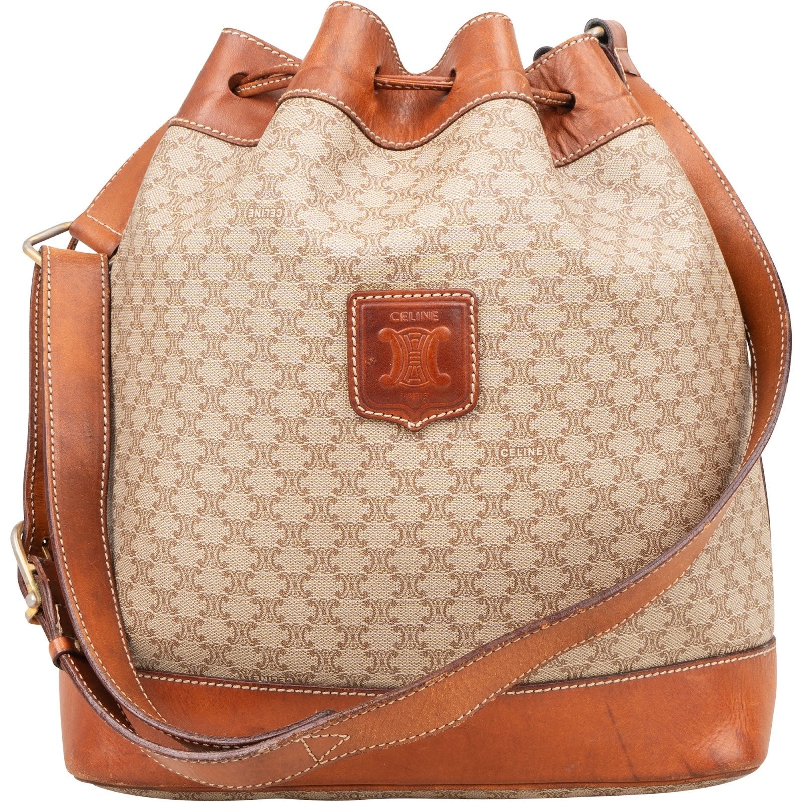 Celine Macadam Monogram Drawstring Bucket Shoulder Bag