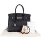 Hermès Blue Indigo Clemence Leather Palladium Birkin 30 Handbag