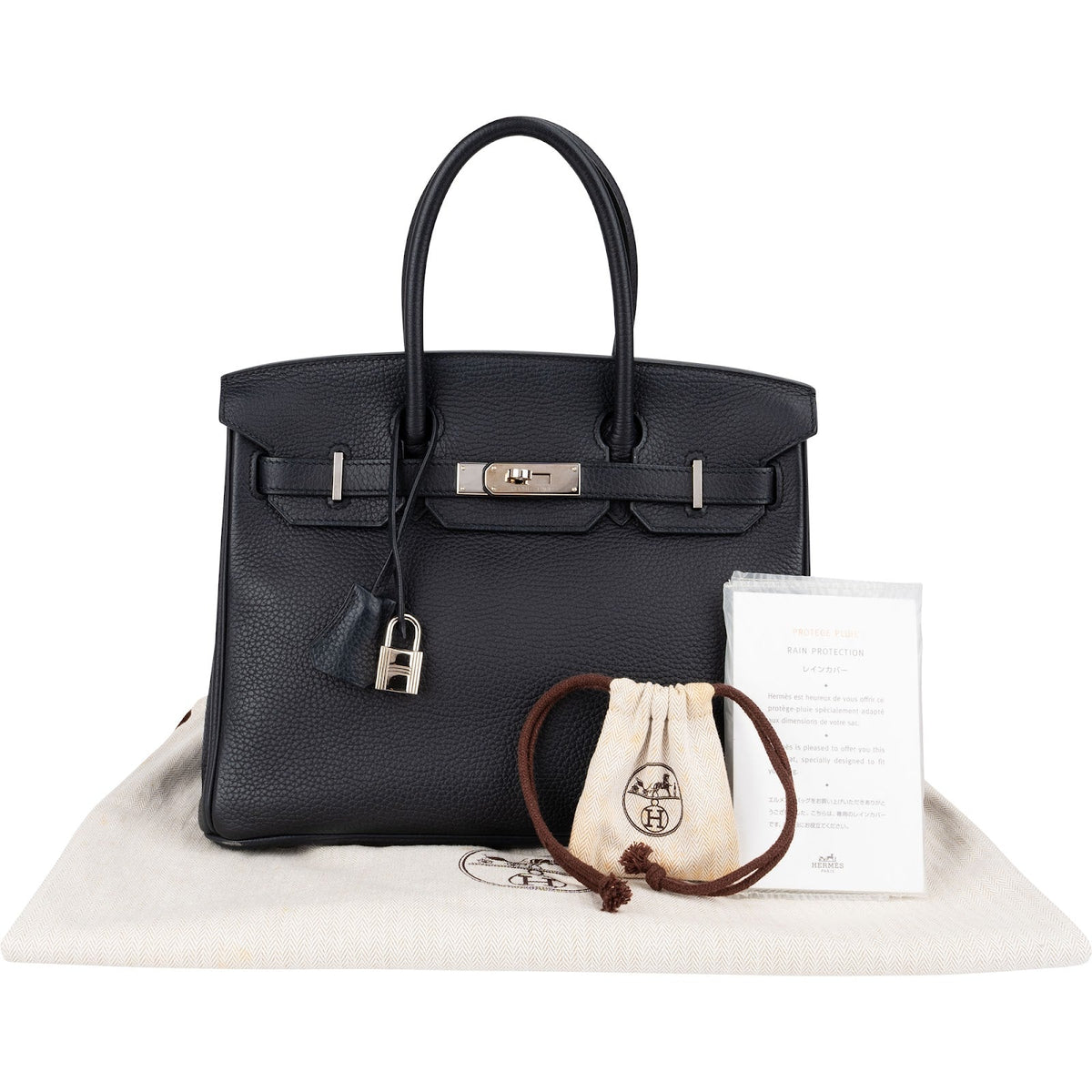 Hermès Blue Indigo Clemence Leather Palladium Birkin 30 Handbag