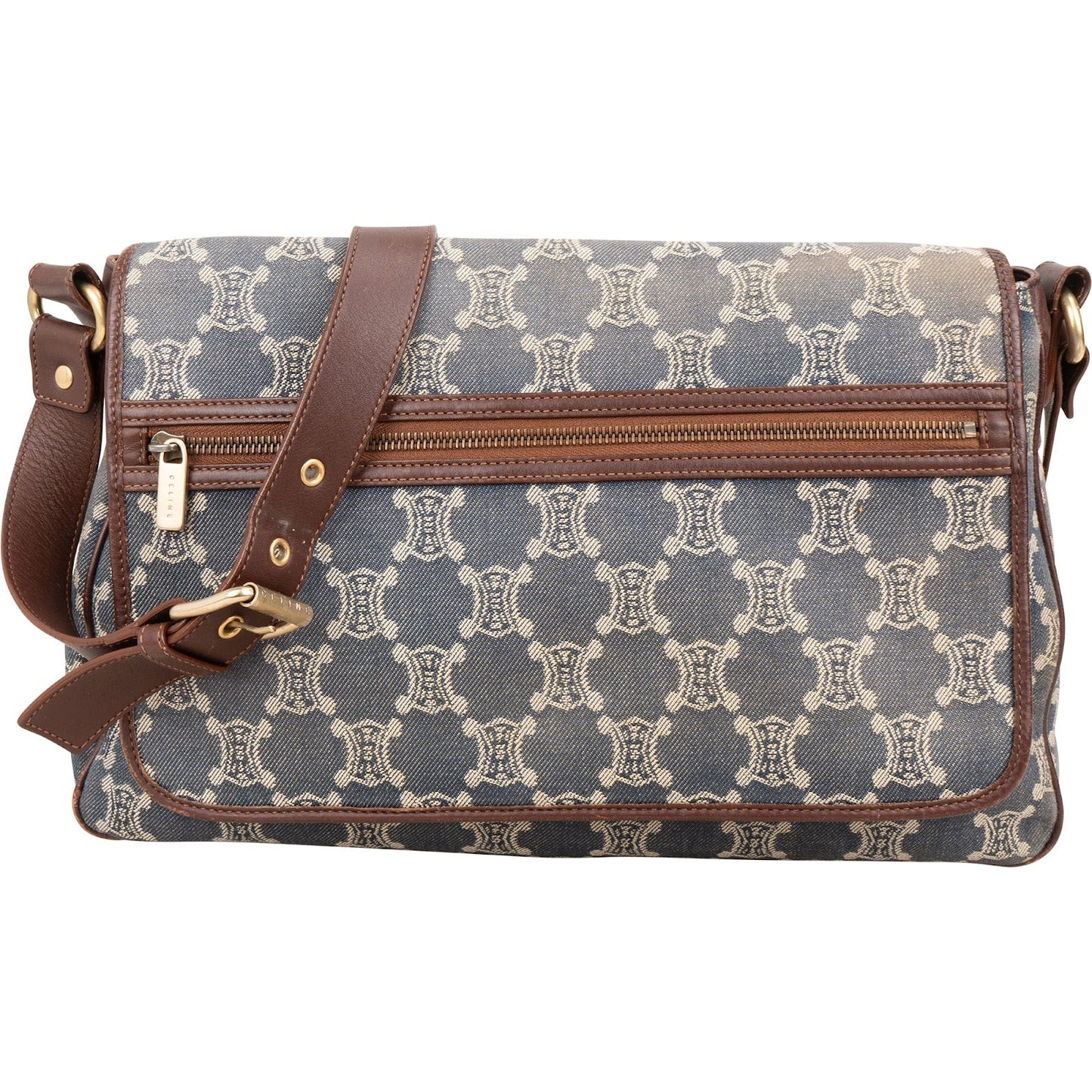 Celine Monogram Macadam Denim Messenger Crossbody Bag