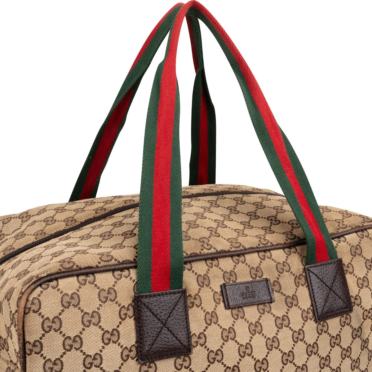 Gucci Monogram GG Canvas Web Boston Handbag
