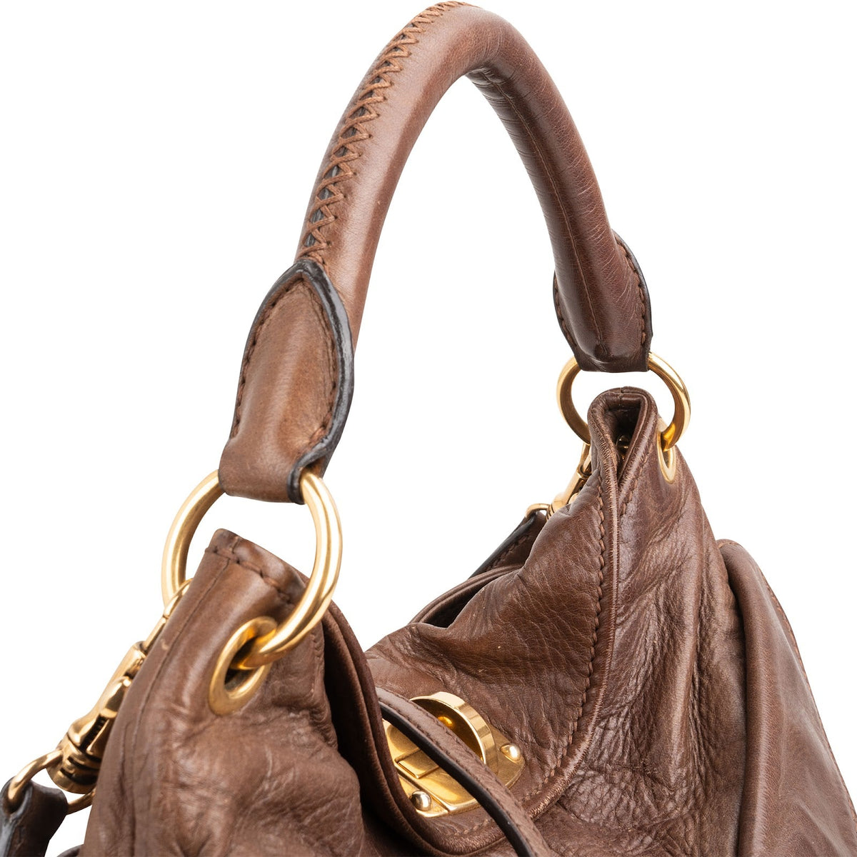 Miu Miu Vitello Daino Leather Coffer Hobo Shoulder Bag