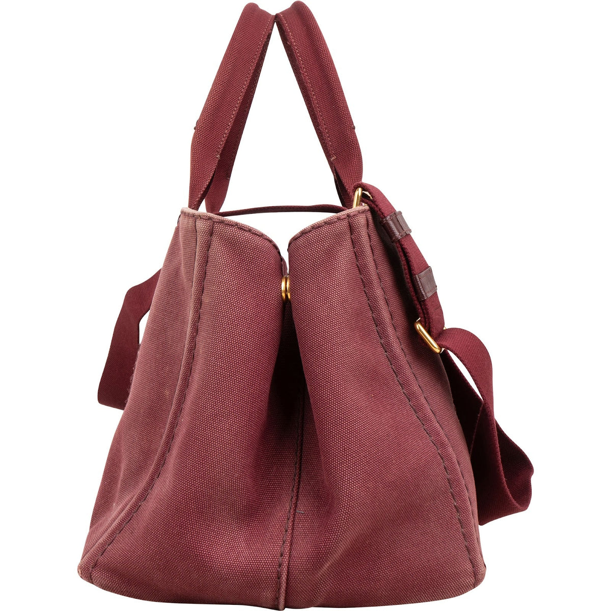 Prada Bordeaux Canvas Canapa Tote Handbag