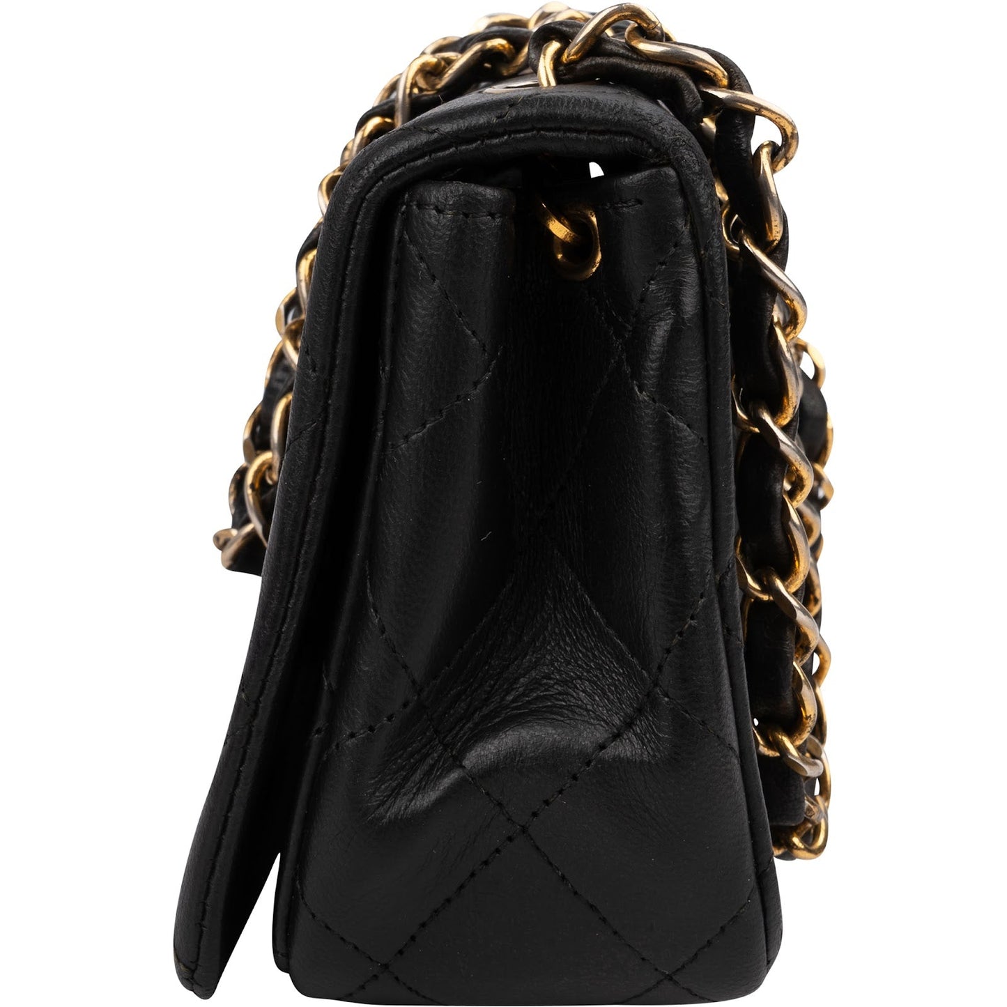Chanel Quilted Lambskin Small 24K Gold Single Flap Crossbody Bag