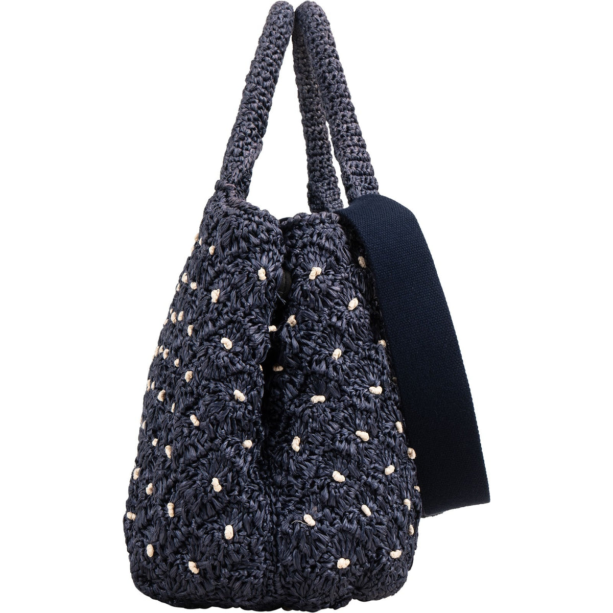 Prada Woven Raffia Polka-Dot Tote Shoulder Handbag