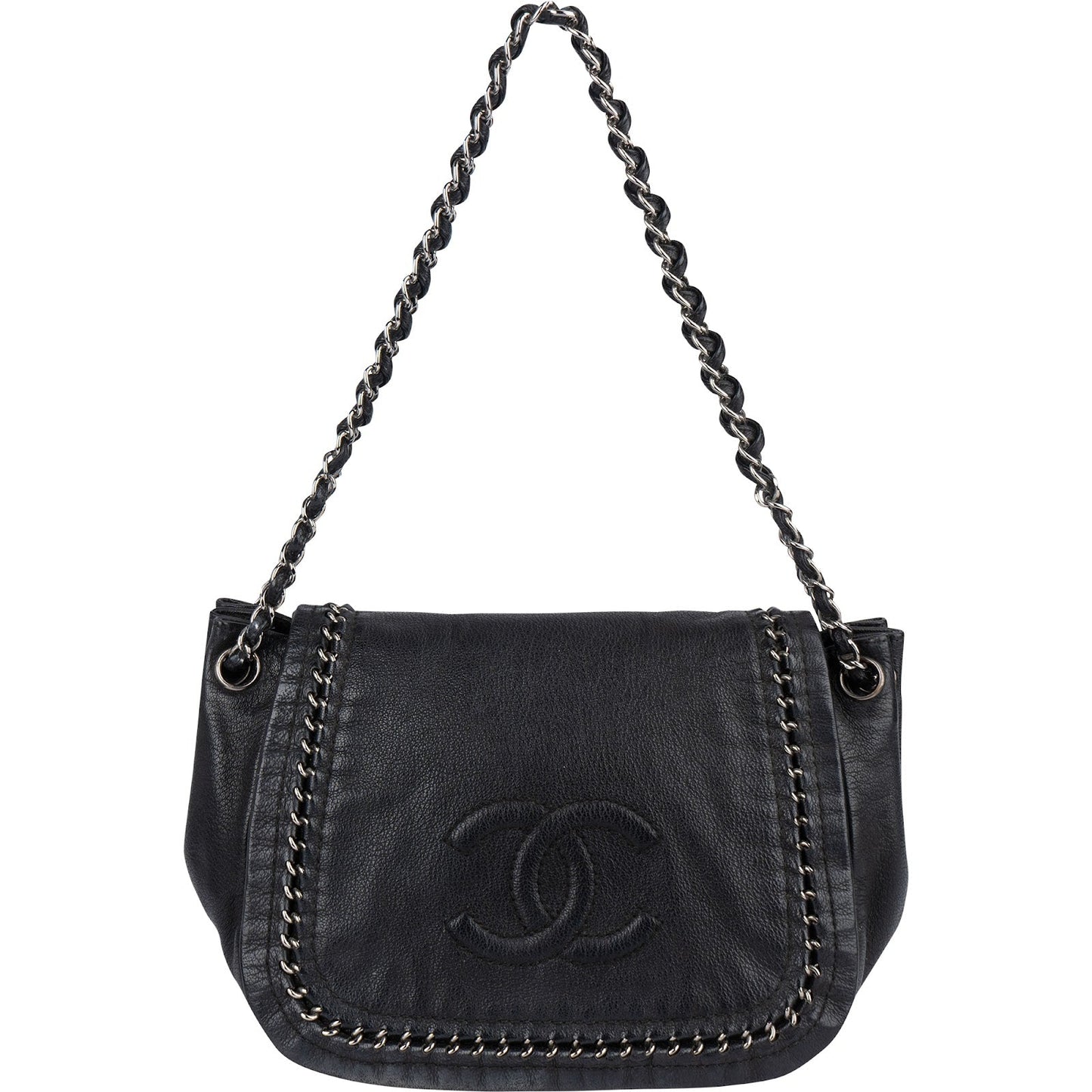 Chanel Calfskin CC Single Flap Shoulder Bag