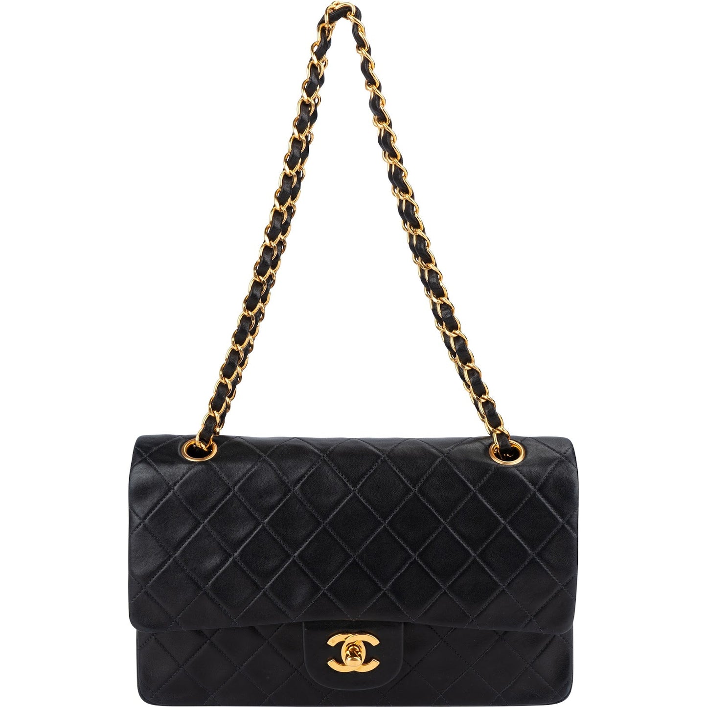 Chanel Quilted Lambskin 24K Gold Medium Double Flap Shoulder Bag