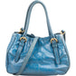 Miu Miu Blue Vitello Lux Leather Small Front Bow Handbag