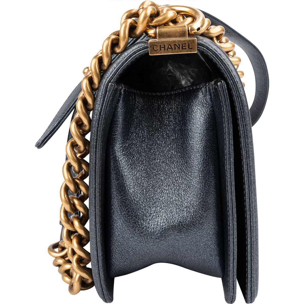 Chanel Quilted Grained Calfskin Medium Boy Single Flap Crossbody Bag