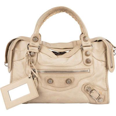 Balenciaga Cream Leather City Handbag