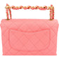 Chanel Pink Leather Quilted Lambskin Top Handle Single Flap Crossbody Bag