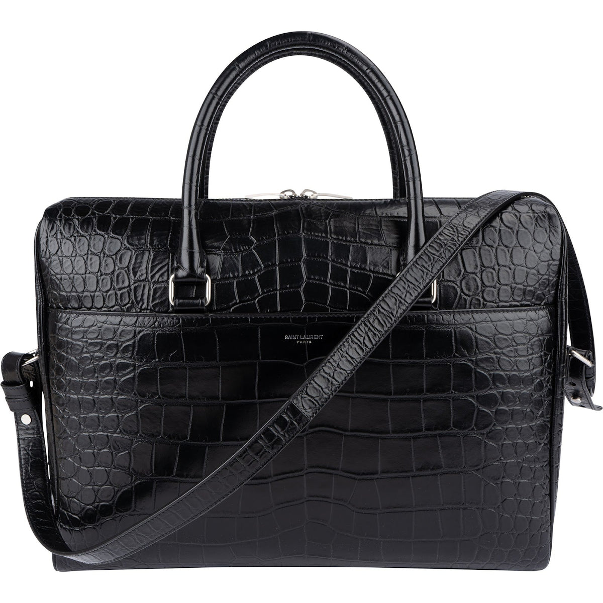 Yves Saint Laurent Croc-Embossed Leather Avec Briefcase Shoulder Handbag