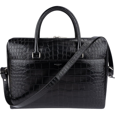 Yves Saint Laurent Croc-Embossed Leather Avec Briefcase Shoulder Handbag