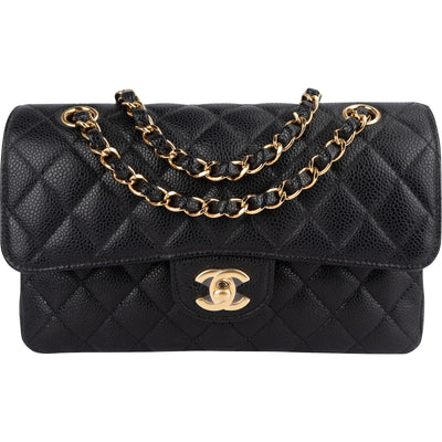 Chanel Quilted Caviar Leather Small Double Flap Shoulder Bag