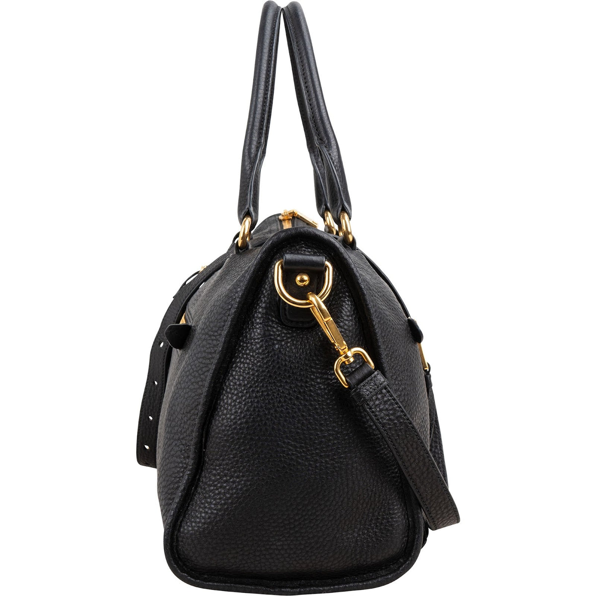 Prada Black Grained Vitello Daino Leather City Handbag