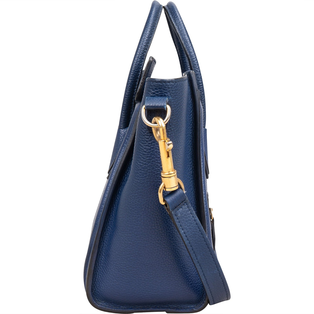 Céline Blue Grained Leather Luggage Nano Crossbody Handbag