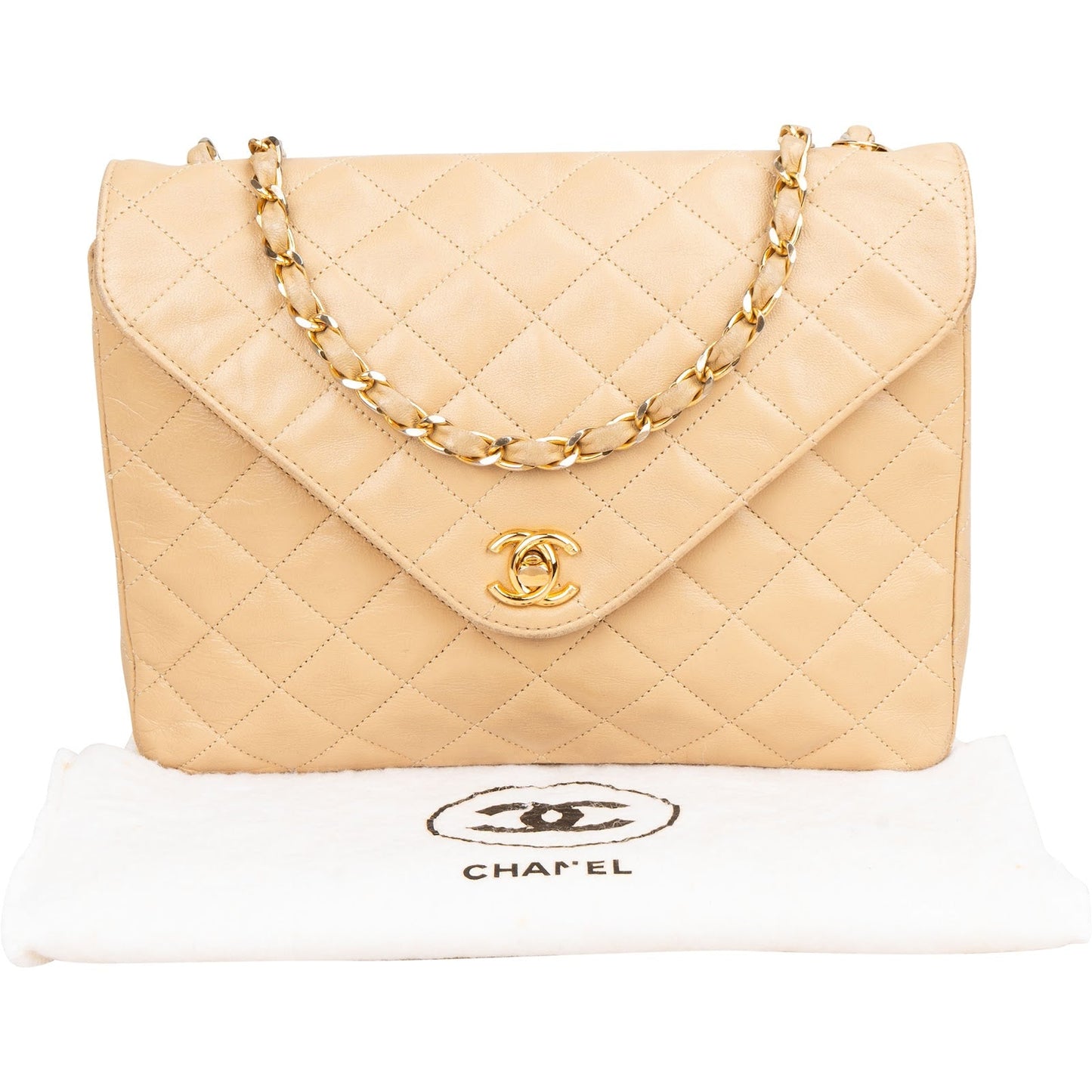 Chanel Quilted Lambskin 24K Gold Single Flap Shoulder Bag