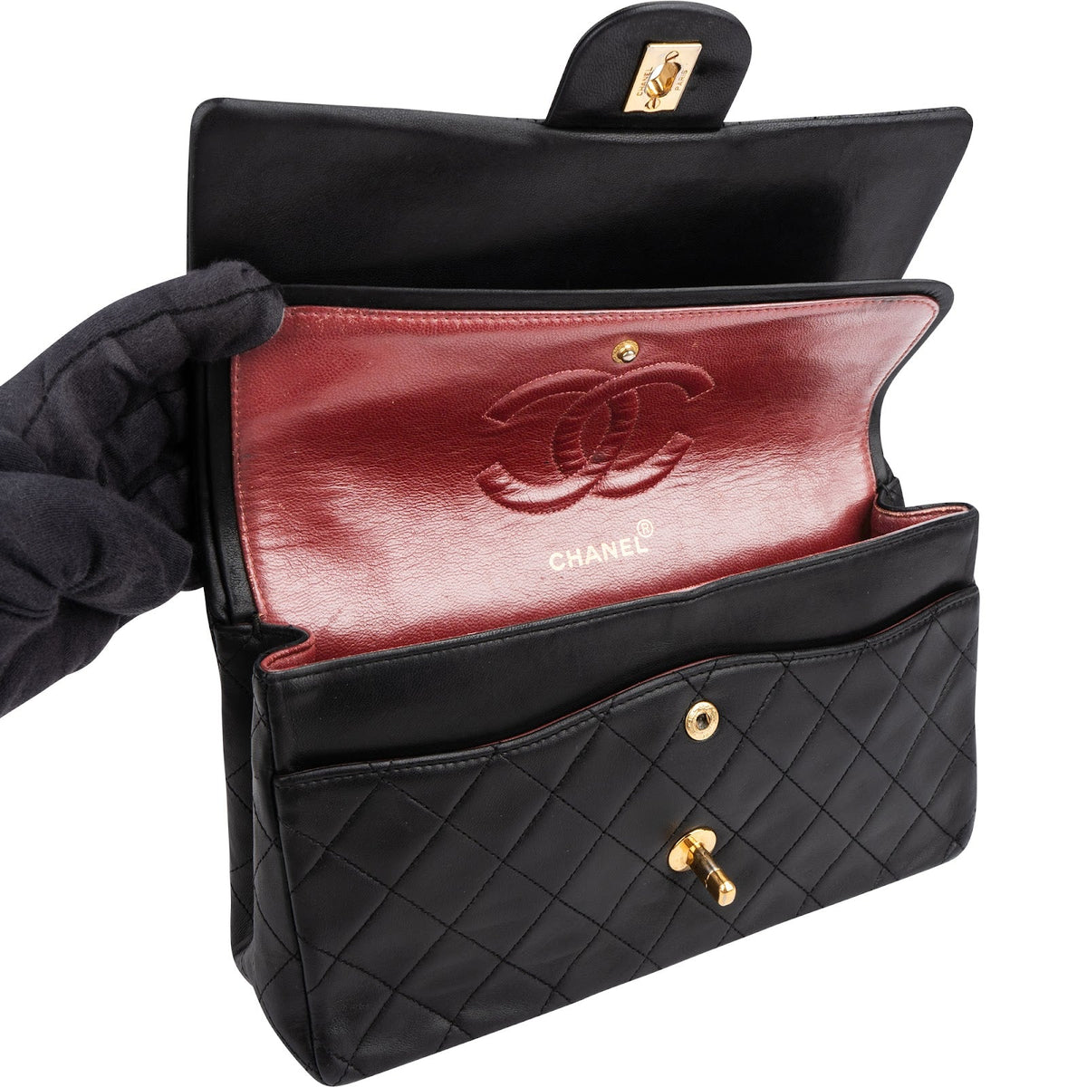 Chanel Medium Double Flap aus gestepptem Lammleder – Ansicht 13