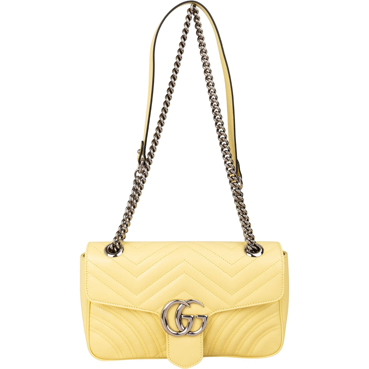 Gucci Bright Yellow Matelassé Leather Marmont Crossbody Bag