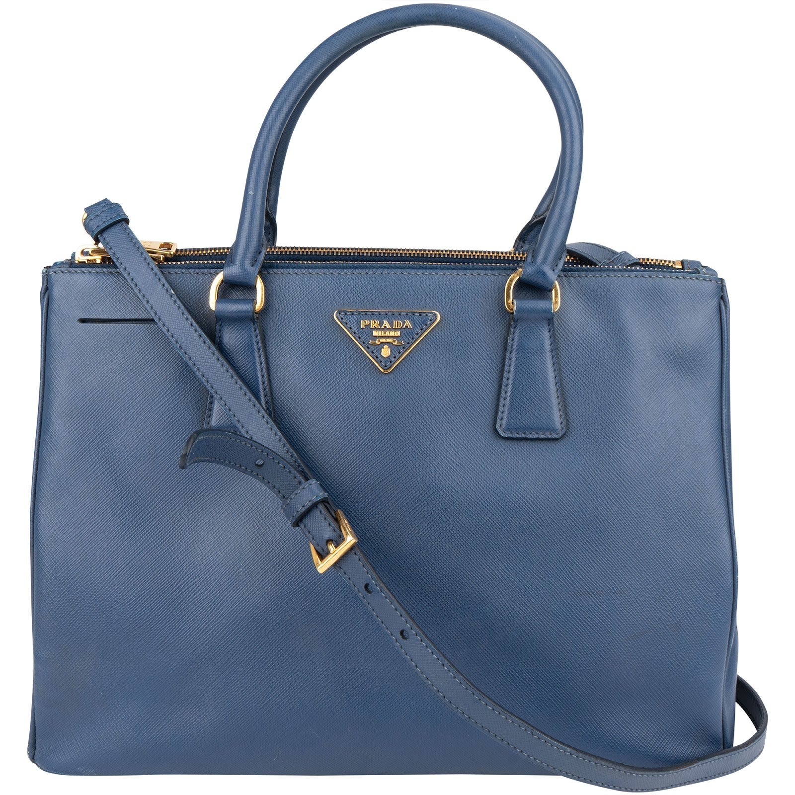 Prada Blue Saffiano Leather Galleria Handbag