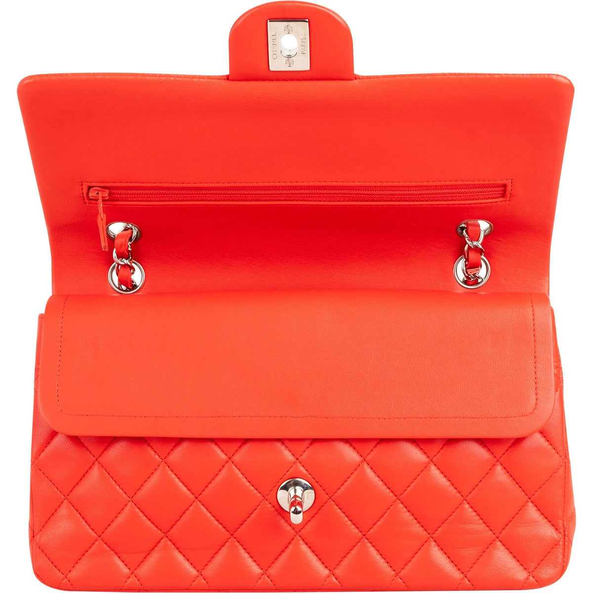 Chanel Quilted Lambskin Palladium Medium Double Flap Shoulder Bag