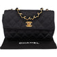 Chanel Black Quilted Satin 24K Gold Mini Single Flap Crossbody Bag