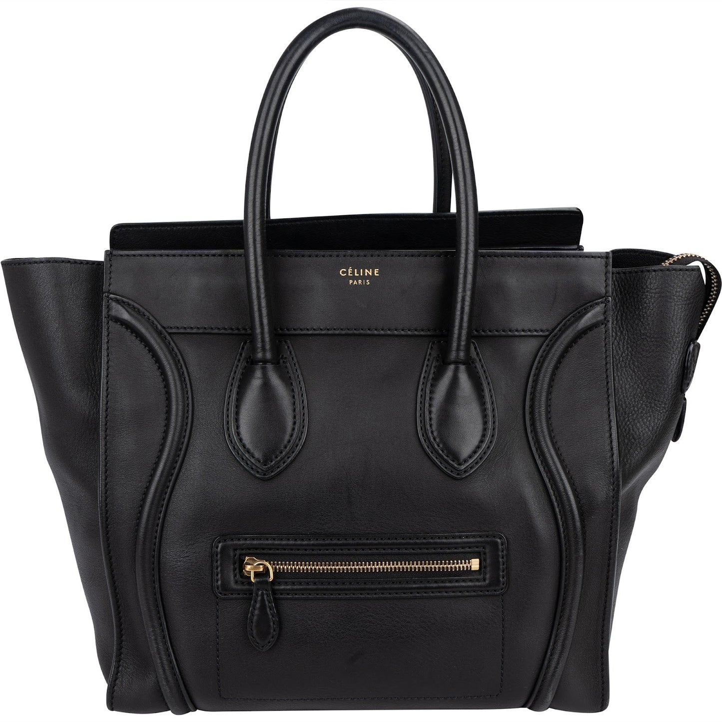 Celine Black Leather Luggage Handbag