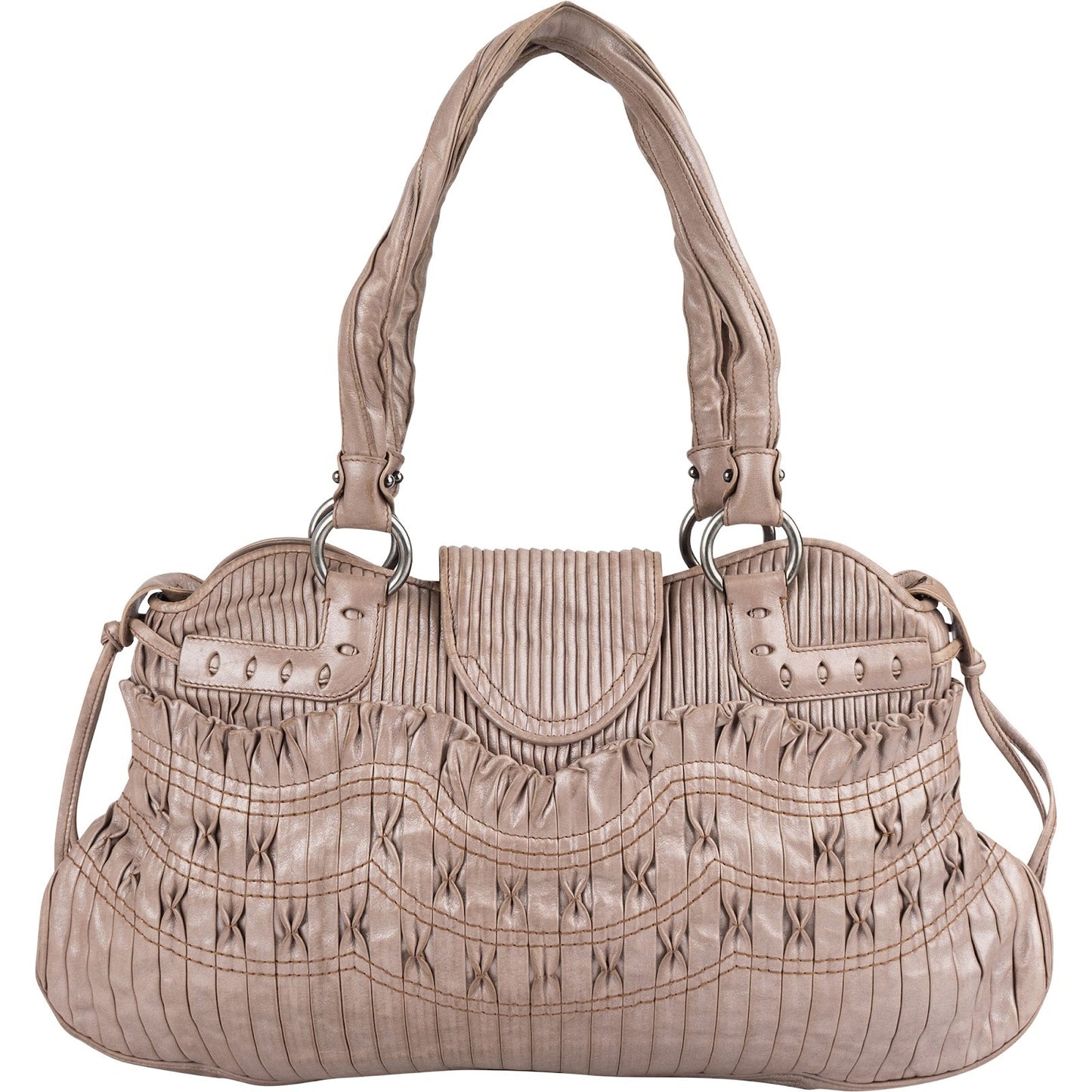 Salvatore Ferragamo Pleated Leather Gancini Flap Bag Handbag
