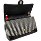 Chanel Striped Cotton Leather Single Flap Crossbody Bag