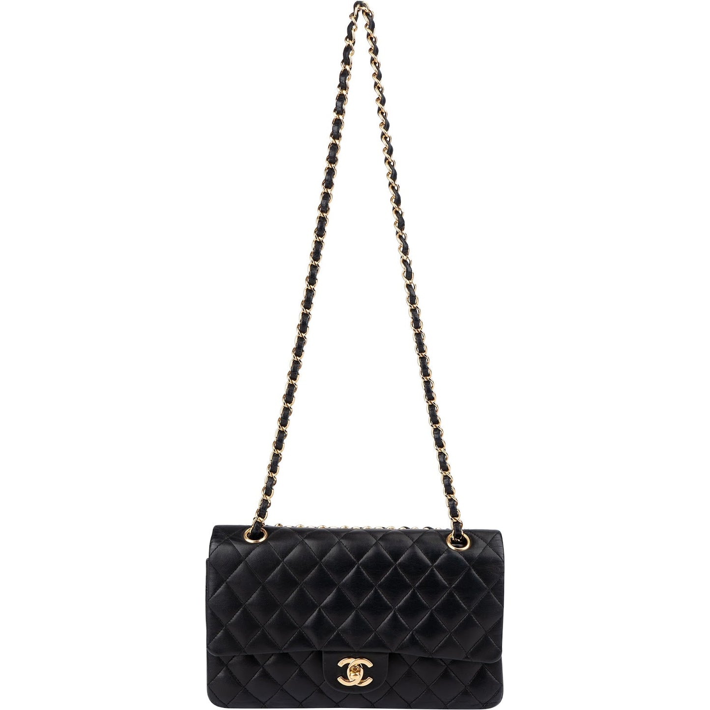 Chanel Quilted Lambskin CC Medium Double Flap Shoulder Bag