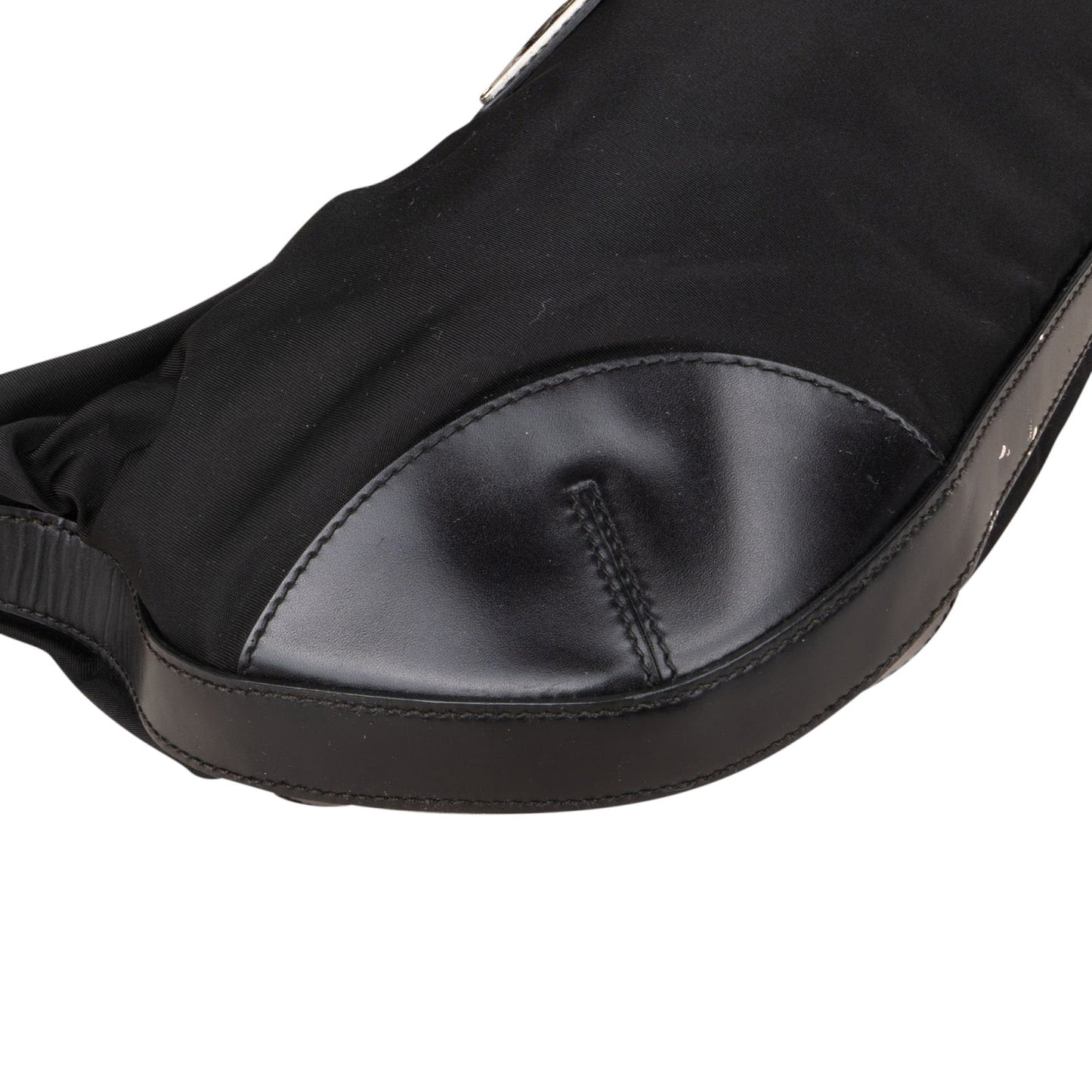 Prada Tessuto and Leather Triangle Hobo Shoulder Bag
