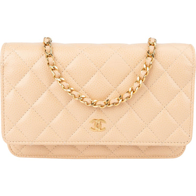 Chanel Quilted Caviar Leather Wallet On Chain Crossbody Bag