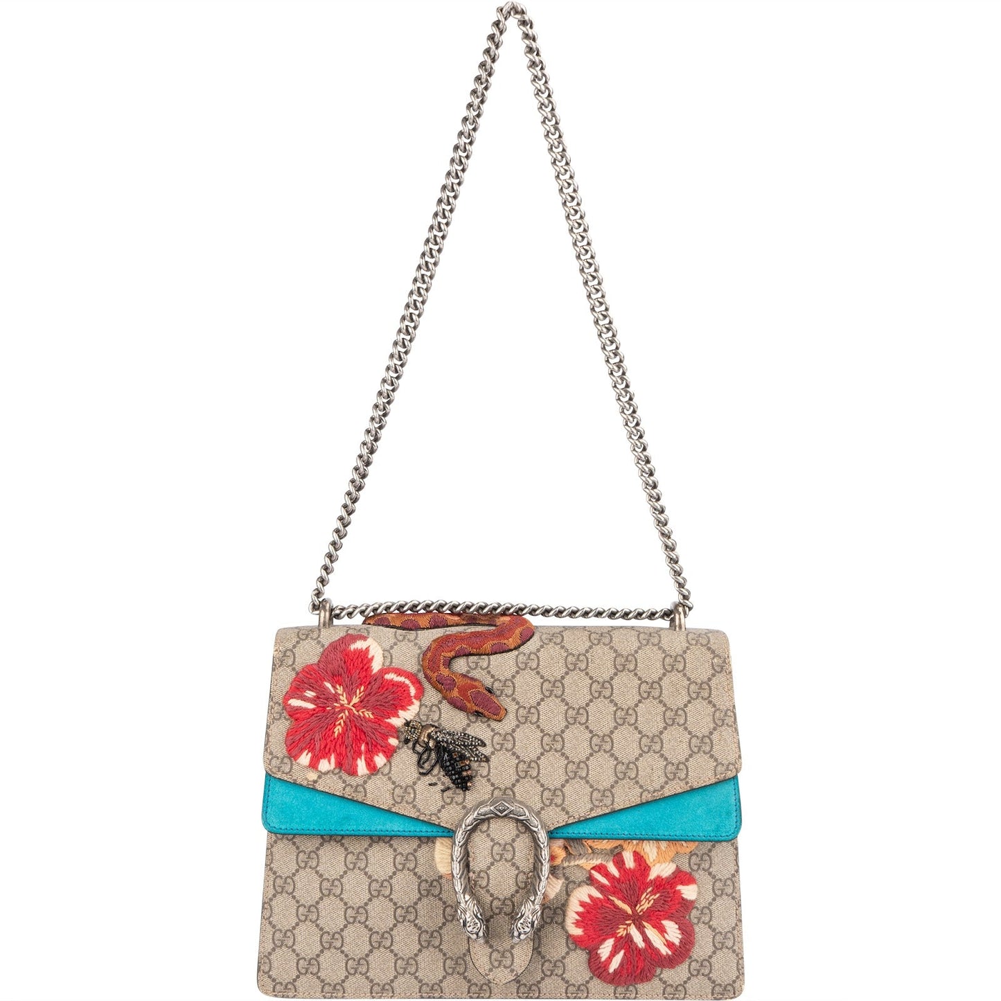 Gucci Monogram GG Supreme Floral and Snake Embroided Dionysus Shoulder Bag