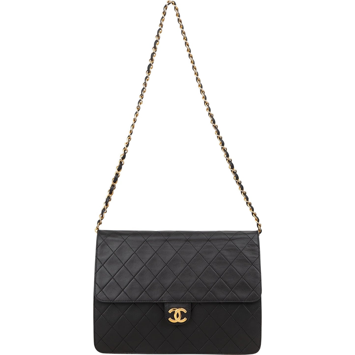 Chanel Quilted Lambskin 24K Gold Single Flap Shoulder Bag